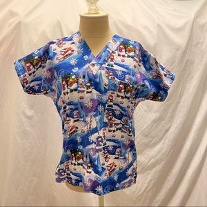 𝅺Snowman snowflake Christmas Scrub Top XS